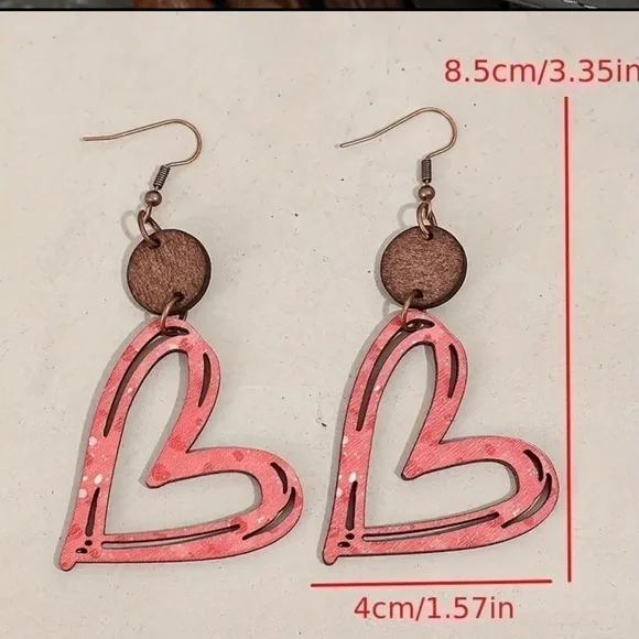 Valentine’s Day Dangle Heart Earrings - Picture 4 of 4